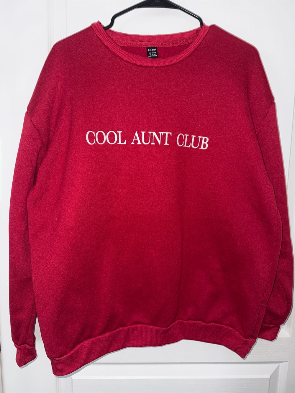 SHEIN Red "COOL AUNT CLUB" Crewneck Sweatshirt